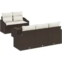 vidaXL Sofa Set 6 Stk. Braun und Creme [Synthetisch]: Poly Rattan