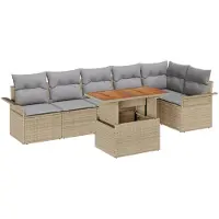 vidaXL Gartensofa-set 7 Stk. Beige und Hellgrau Poly-Rattan