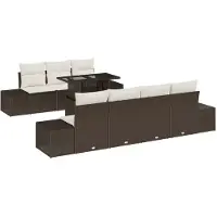 vidaXL Sofa Set 8 Stk. Braun und Creme Poly-Rattan