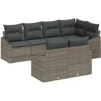 vidaXL Gartensofa-set mit Kissen mit Speicher 7 pcs Grau Poly-Rattan
