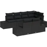 vidaXL Gartensofa-set 7 Stk. Schwarz Poly-Rattan