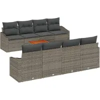 vidaXL Gartensofa-set 9 stk. Grau Poly-Rattan