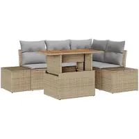 vidaXL Gartensofa-set 5 Stk. Beige und Grau