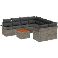 vidaXL Gartensofa-set 9 stk. Grau Poly-Rattan