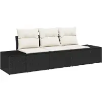 vidaXL Gartensofa-set 3 Stk. Schwarz und Creme Poly-Rattan