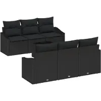 vidaXL Sofa Set 7 Stk. Schwarz [Synthetisch]: Poly Rattan