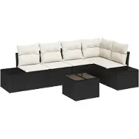 vidaXL Gartensofa-set 6 pcs Schwarz Poly-Rattan