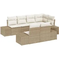 vidaXL Gartensofa-set 7 Stk. Beige und Creme Poly-Rattan
