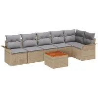 vidaXL Gartensofa-set 7 stk. Beige Poly-Rattan