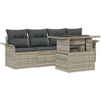 vidaXL Gartensofa-set 5 stk. Hellgrau Poly-Rattan