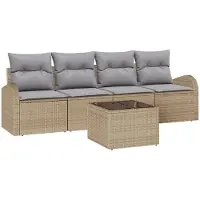 vidaXL Gartensofa-set Beige 55 x 55 x 37 cm Poly-Rattan
