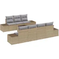 vidaXL Sofa Set mit Kissen 8 pcs Beige Poly Rattan