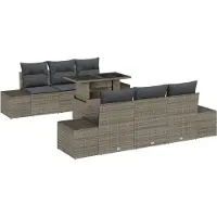 vidaXL Sofa Set 7 Stk. Grau Poly-Rattan