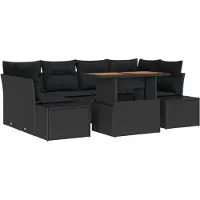 vidaXL Garten-Sofa-Set 7 stk. Schwarz Poly Rattan