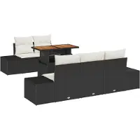 vidaXL Gartensofa-set 6 Stk. Schwarz und Creme