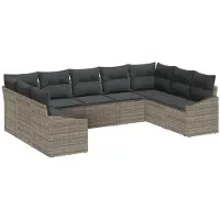 vidaXL Sofa Set 9 stk. Grau [Synthetisch]: Poly Rattan