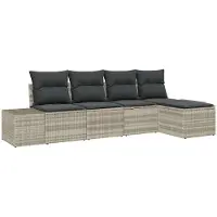 vidaXL Garten-Sofa-Set 5 stk. Hellgrau Poly-Rattan