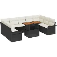 vidaXL Garten-Sofa-Set 10 Stk. Schwarz und Creme