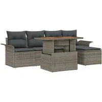 vidaXL Garten-Sofa-Set 6 Stk. Grau