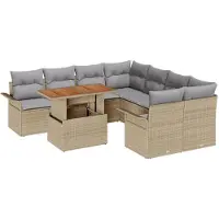 vidaXL Garten-Sofa-Set mit Kissen Beige und Hellgrau