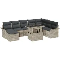 vidaXL Sofa Set 9 stk. Hellgrau Poly-Rattan