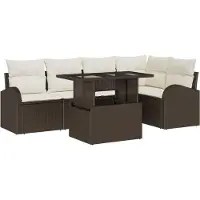vidaXL Gartensofa-set 6 Stk. Braun und Creme Poly-Rattan