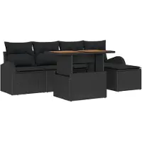 vidaXL Garten-Sofa-Set 6 Stk. Schwarz