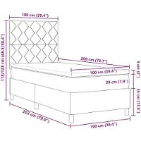vidaXL Boxspringbett mit Kopfteil Dunkelbraun 100 x 200 cm Stoff