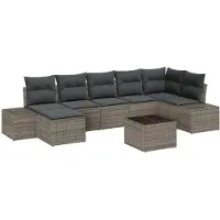vidaXL Gartensofa-set 8 Stk. Grau Poly-Rattan