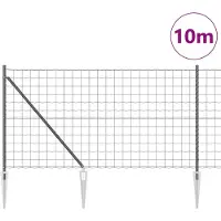 vidaXL Euro-Zaun mit Stacheln 10 x 1 m PVC-beschichteter Stahl Grau