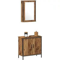 vidaXL Badezimmermöbel-Set mit Regal mit Tür 2 pcs Braun Holzwerkstoff
