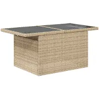 vidaXL Garten-Sofa-Set mit Kissen mit Kissen 9 pcs Beige Poly Rattan