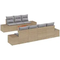 vidaXL Gartensofa-set 8 stk. Beige Poly-Rattan