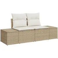 vidaXL Gartensofa-set 7 Stk. Beige Poly-Rattan