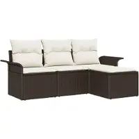 vidaXL Gartensofa-set 4 stk. Braun Poly-Rattan