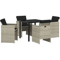 vidaXL Garten Essgruppe 5 pcs Hellgrau Poly-Rattan