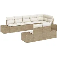 vidaXL Gartensofa-set mit Speicher 8 pcs Beige und Creme Poly Rattan