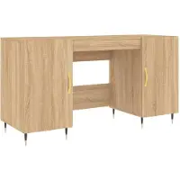 Helloshop26 - Schreibtisch Tisch Arbeitsplatz Computermöbel Arbeitszimmermöbel Sonoma-Eiche 140 x 50 x 75 cm Holzwerkstoff braun 02_0023647