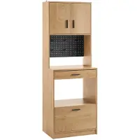 SoBuy Mikrowellenschrank mit Pegboard Hochschrank Kommoden Küchenschrank mit Mikrowellenablage Aufbewahrungsschrank Küchekommode Küchentrolley FSB98-N