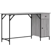 Helloshop26 - Schreibtisch Tisch Arbeitsplatz Computermöbel Computerarbeitsplatz Sonoma 131 x 48 x 75 cm Holzwerkstoff grau 02_0023763