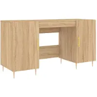 Helloshop26 - Schreibtisch Tisch Arbeitsplatz Computermöbel Arbeitszimmermöbel Sonoma-Eiche 140 x 50 x 75 cm Holzwerkstoff braun 02_0023652