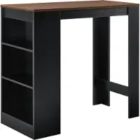Helloshop26 Hochbar Tisch mit Bistro Stauraum 110 cm schwarz und Nussbaum-Effekt