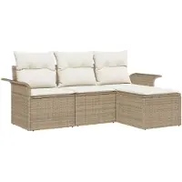 vidaXL Gartensofa-set 4 stk. Beige Poly-Rattan