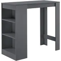 Helloshop26 Bistro Bar-Tisch mit Stauraum hoch mit 3 Regalen 110 cm dunkelgrau 03_0006190