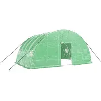 Helloshop26 - Gewächshauszelt für Pflanzen Blumen und Gemüse mit Stahlrahmen 24 m2 6 x 4 x 2,85 m grün 02_0044564