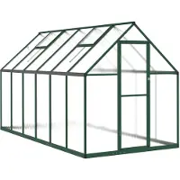 Helloshop26 - Gewächshauszelt für Pflanzen Blumen und Gemüse mit Grundrahmen 334 x 169 x 195 cm grünes Aluminium 02_0044502
