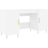 Helloshop26 - Schreibtisch Tisch Arbeitsplatz Computermöbel Arbeitszimmer 140 x 50 x 75 cm weißes Holzwerkstoff 02_0023511