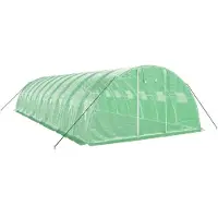Helloshop26 - Gewächshauszelt für Pflanzen Blumen und Gemüse mit Stahlrahmen 40 m2 10 x 4 x 2 m grün 02_0044586