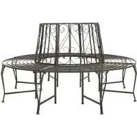 Helloshop26 - Gartenbank Terrassenmöbel runde Gartenterrasse 160 x 89 cm silbergrauer Stahl