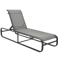 Helloshop26 - Liegestuhl Sonnenliege Gartenbett Terrassenmöbel Aluminium und Textilene grau 02_0012252